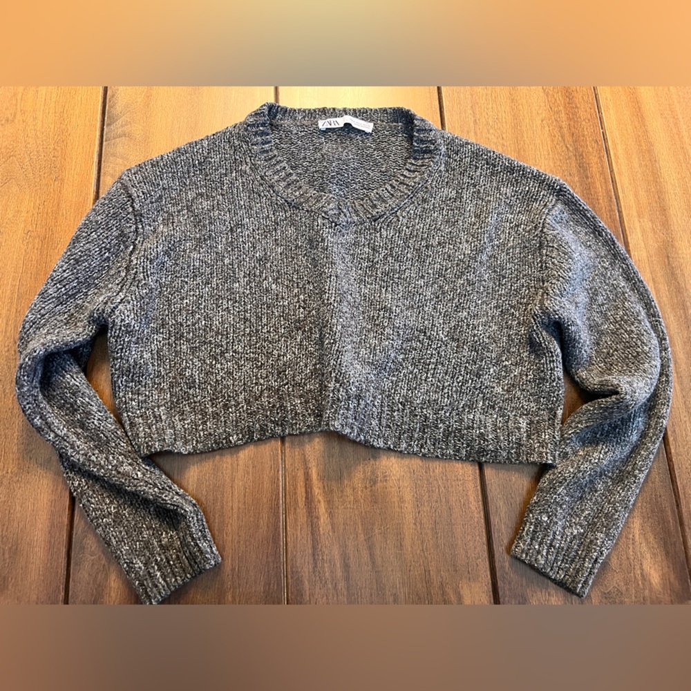 Zara‎ Women's Copped Knit Crewneck Sweater